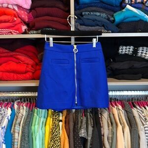 Express royal blue front zipper closure mini skirt size 2